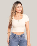 Crop Top Manga Corta Mujer