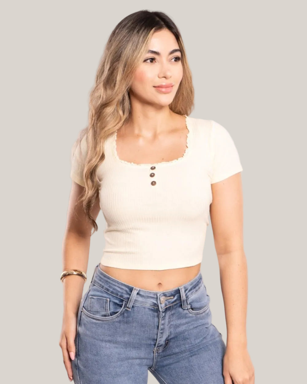 Crop Top Manga Corta Mujer