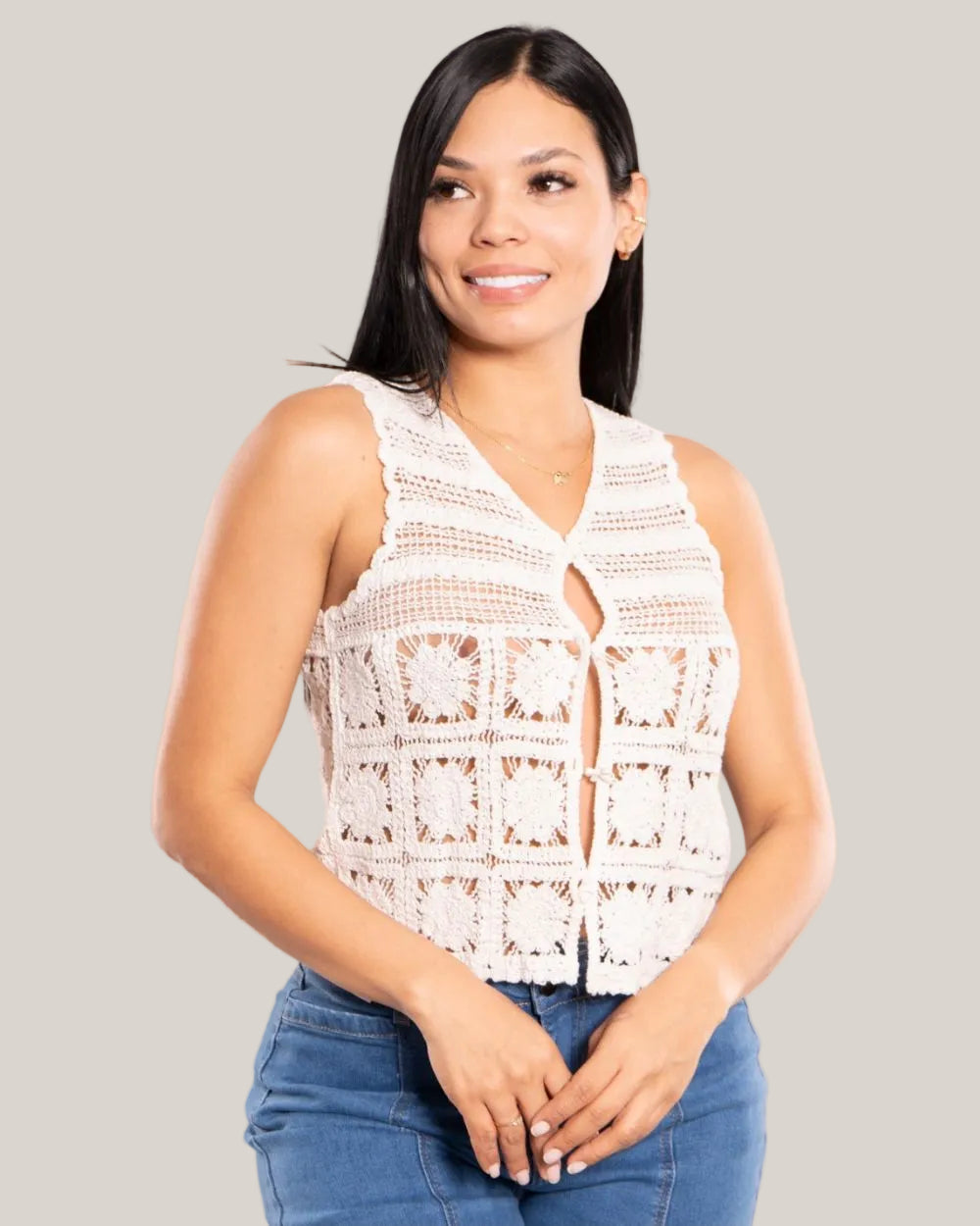 Blusa Sin Manga Crochet Mujer