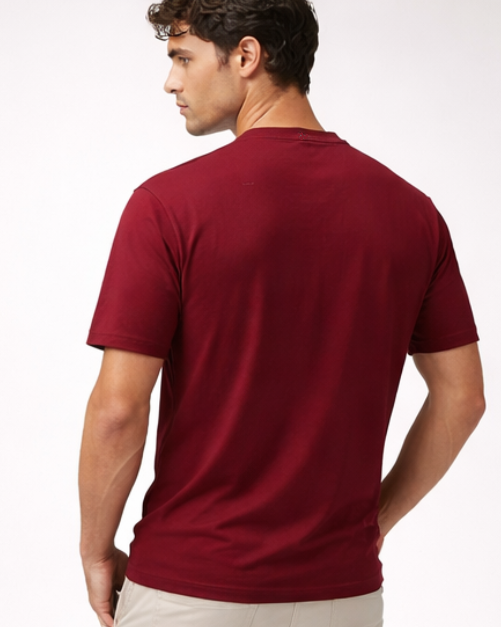 Camiseta Manga Corta Henley Hombre