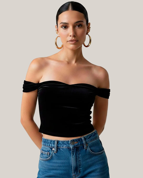 Crop Top Off Shoulder Mujer
